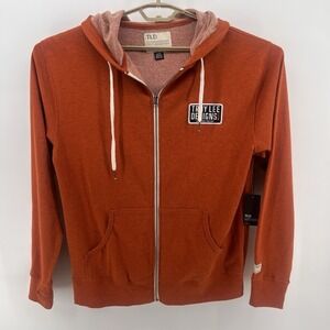 Troy Lee Design Hoodie Mens L Orange Zip‎ Up Motocross MX Mountain Biking Patch
